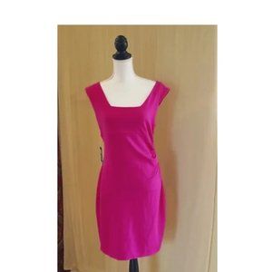 * NWT Express Strong Shoulder Faux Wrap Front Pink Size 10 Dress
